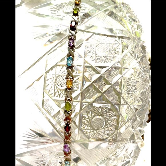 Sterling silver multi-gem stone bracelet 7” - Picture 5 of 13